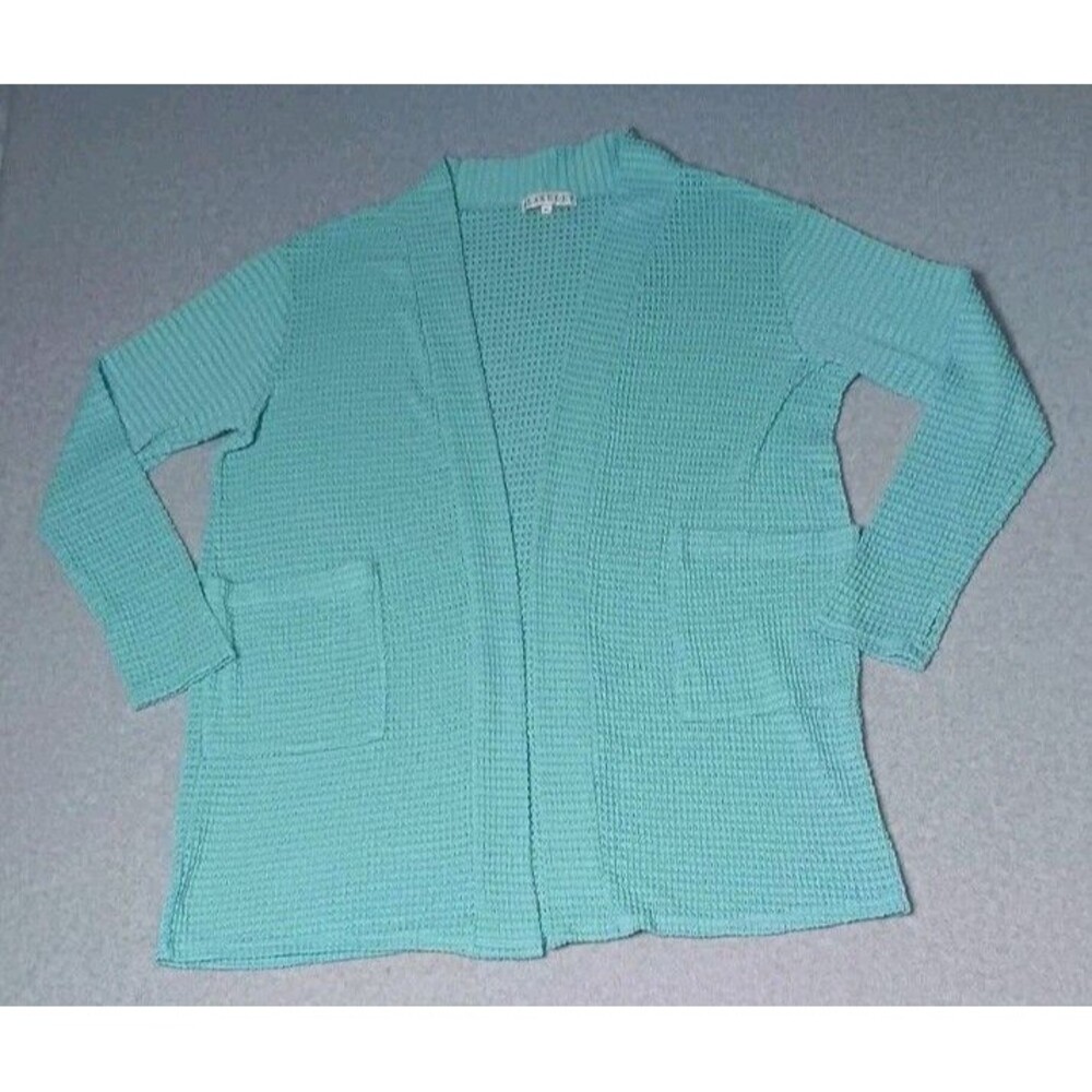 Blakeley Open Face Waffle Knit Cardigan Womens Size PS Light Blue With...